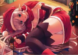 Rule 34 | 1girl, absurdres, alleyne (queen&#039;s blade), alleyne (queen's blade), ass, belt, black gloves, black thighhighs, blonde hair, blue eyes, blush, boots, box, braid, breasts, cameltoe, cape, christmas, christmas elf, christmas tree, cleavage, cleft of venus, doll, elbow gloves, elf, fighting master alleyne, forest keeper nowa, gloves, hat, highres, indoors, large breasts, long hair, lying, mizunezumi, nowa (queen&#039;s blade), nowa (queen's blade), on side, open mouth, panties, pantyshot, pointy ears, queen&#039;s blade, santa costume, santa hat, shoes, side braid, solo, thighhighs, underwear, very long hair