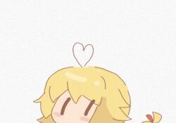 Rule 34 | 1other, androgynous, animated, animated gif, antenna hair, blonde hair, blush stickers, broken heart, chibi, chinese commentary, chinese text, commentary request, heart, heart antenna hair, jian xing zao, len&#039;en, lowres, no mouth, no nose, ooama no ake no mitori, other focus, simple background, solo, tearing up, translation request, white background