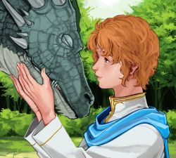 Rule 34 | 1boy, annelie, artur (fire emblem), bad id, bad pixiv id, closed eyes, dated, day, dragon, fire emblem, fire emblem: the sacred stones, holding head, male focus, nintendo, orange hair, outdoors, robe