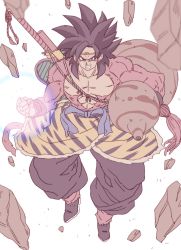 Rule 34 | 1boy, arm hair, bad id, bad twitter id, black footwear, black hair, black pants, blurry, blurry foreground, body fur, boots, circlet, clenched hands, clenched teeth, debris, depth of field, dragon ball, dragon ball gt, flying, full body, gourd, highres, looking at viewer, male focus, manly, monkey tail, pants, puffy pants, red eyes, sanpaku, solo, son goku, spiked hair, super saiyan, super saiyan 4, sword, tail, tasaka shinnosuke, teeth, weapon