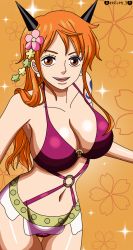 Rule 34 | 1girl, breasts, darkuro 27, female focus, nami (one piece), one piece, orange hair, swimsuit