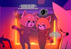 Rule 34 | 1boy, 3girls, aftersex, aggressive retsuko, breasts, cleft of venus, crossed arms, cum, drock, erection, facial, fenneko, furry, furry female, furry male, highres, medium breasts, mother and daughter, multiple girls, navel, nipples, nude, open mouth, retsuko, retsuko&#039;s mother, small breasts