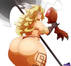 Rule 34 | 1girl, amazon (dragon&#039;s crown), ass, curvy, dragon&#039;s crown, eating, food, gmeen, huge ass, meat, solo, thick thighs, thighs