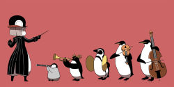 Rule 34 | 1girl, animal, animal hat, conductor baton, bird, bow (music), cello, colored skin, conductor, cymbals, gloves, hat, instrument, ken (koala), original, penguin, penguin (koala), simple background, trumpet, violin, what, white skin