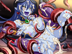 Rule 34 | 1girl, aftersex, astaroth (shinrabanshou), barefoot, blue hair, blue skin, bracelet, grabbing another&#039;s breast, breasts, censored, colored skin, cum, cum in pussy, demon girl, facial, female focus, game cg, grabbing, happy sex, horns, huge breasts, jewelry, long hair, nipples, pointy ears, pussy, pussy juice, saliva, shinrabanshou, shiny skin, smile, spec (artist), tail, tears, tentacle sex, tentacles, tongue, tongue out, vaginal, wings, yellow eyes