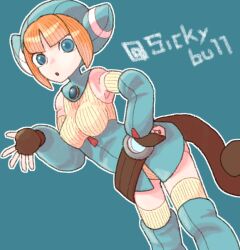 Rule 34 | 1girl, breasts, breath of fire, breath of fire v, lin (breath of fire), medium breasts, orange hair, sicky (pit-bull), tail, thighhighs