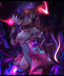 Rule 34 | 1girl, abstract background, adapted costume, animal print, chewing gum, d.va (overwatch), derivative work, facepaint, facial mark, jpeg artifacts, magical girl, nestras, overwatch, overwatch 1, rabbit print, shourca, solo, third-party edit, whisker markings