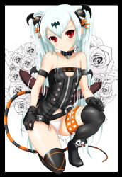 Rule 34 | 1girl, alice (queen&#039;s gate), bad id, bad pixiv id, belt, belt skirt, black thighhighs, choker, duko, gloves, hair ornament, highres, looking at viewer, queen&#039;s blade, queen&#039;s gate, red eyes, silver hair, thighhighs, twintails