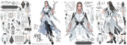 Rule 34 | 1girl, absurdres, bird, black hair, black pants, character sheet, commentary, concept art, dove, english commentary, gloves, hairband, highres, kazama jun, long hair, looking at viewer, mixed-language commentary, namco, official art, pants, shimazaki mari, solo, tekken, tekken 2, tekken 8, tekken tag tournament, tekken tag tournament 2, white gloves, white hairband