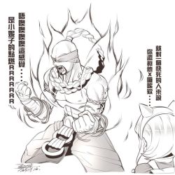 Rule 34 | 1boy, 1girl, animal ears, annie (league of legends), backpack, bag, cat ears, chinese commentary, chinese text, commentary request, dated, ejami, fake animal ears, greyscale, league of legends, lee sin, monochrome, open mouth, powering up, short hair, simple background, translation request, white background