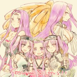 Rule 34 | 5girls, amato nagi, bare shoulders, belt buckle, blush, bow, breasts, buckle, choker, cleavage, cleavage cutout, clothing cutout, dress, embarrassed, euryale (fate), euryale (third ascension) (fate), facial mark, fate/grand order, fate/hollow ataraxia, fate/stay night, fate (series), female focus, forehead mark, gorgon (fate), gorgon (third ascension) (fate), hairband, jewelry, lace trim, large breasts, lolita hairband, long hair, looking at viewer, matching hair/eyes, medusa (fate), medusa (lancer) (fate), medusa (lancer) (final ascension) (fate), medusa (rider) (fate), medusa (rider) (third ascension) (fate), multiple girls, open mouth, purple eyes, purple hair, rider, scales, siblings, sideways glance, sisters, sketch, smile, snake, stheno (fate), stheno (third ascension) (fate), sweat, twins, twintails, twitter username, very long hair, white dress, wings, x x