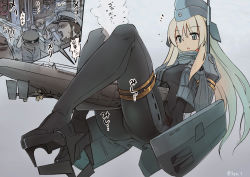 Rule 34 | 1girl, 3boys, air bubble, ass, between legs, blue eyes, bodysuit, breasts, bubble, collar, cropped jacket, crotch, crushing, das boot, full body, garrison cap, giant, giantess, gloves, hand on own chest, hat, headgear, highres, interior, kantai collection, long hair, machinery, medium breasts, metal collar, military, military uniform, multiple boys, open mouth, pantyhose, parted lips, peaked cap, pleated skirt, propeller, revision, rigging, rudder footwear, seo tatsuya, sidelocks, size difference, skirt, submarine, swimsuit, translated, twitter username, u-511 (kancolle), u-96 (submarine), underwater, uniform, watercraft, white hair