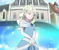 Rule 34 | 10s, blonde hair, braid, diana cavendish, dress, closed eyes, formal, little witch academia, long hair, screencap, stitched, third-party edit
