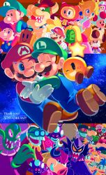 Rule 34 | 5girls, 6+boys, :o, absurdres, antasma, baby, baby luigi, baby mario, bald, black-framed eyewear, black collar, blonde hair, blue eyes, blue hair, blue overalls, blue vest, boo (mario), bow, bowser, bowser jr., bowtie, braid, brothers, brown footwear, brown hair, cabbie hat, cackletta, cane, cape, chest jewel, claws, closed eyes, closed mouth, collar, colored skin, commentary, covering own mouth, cross-eyed, crown, dress, earrings, elbow gloves, english commentary, english text, engrish commentary, everyone, eye mask, eyelashes, facial hair, fawful, furry, furry male, glasses, gloves, goomba, green headwear, green shirt, green skin, green sleeves, hair bow, hat, high collar, highres, holding, holding cane, holding sack, horns, hug, iggy koopa, jewelry, kneehighs, koopa troopa, koopalings, larry koopa, lemmy koopa, light blush, lipstick, long dress, long hair, long sleeves, low twin braids, ludwig von koopa, luigi, makeup, mario, mario &amp; luigi: bowser&#039;s inside story, mario &amp; luigi: dream team, mario &amp; luigi: paper jam, mario &amp; luigi: partners in time, mario &amp; luigi: superstar saga, mario &amp; luigi rpg, mario (series), midbus, mini crown, mohawk, morton koopa jr., multicolored hair, multiple boys, multiple girls, mustache, nintendo, novelty glasses, one eye closed, open clothes, open mouth, open vest, overalls, paper mario, pink bow, pink dress, pink lips, pink sleeves, polka dot, polka dot bow, popple (mario), prince dreambert, prince peasley, princess peach, princess shroob, puffy short sleeves, puffy sleeves, purple cape, purple mask, purple shirt, purple vest, rainbow hair, red-framed eyewear, red bow, red bowtie, red cape, red dress, red headwear, red shirt, red sleeves, red socks, round eyewear, roy koopa, sack, scarf, sharp teeth, shirt, shoes, short hair, short sleeves, shroob, shy guy, siblings, smile, socks, space, sphere earrings, spiked collar, spikes, star (symbol), starlow, striped clothes, striped socks, stuffwell, suitcase, sunglasses, teeth, thank you, thick eyebrows, toad (mario), toadette, toadsworth, twin braids, two-tone socks, upper teeth only, v-shaped eyebrows, very long hair, very short hair, vest, wendy o. koopa, white gloves, white horns, white scarf, white socks, yellow headwear, yuuma rimi