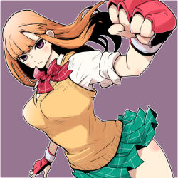 Rule 34 | fujita kakuji, green skirt, orange hair, original, school uniform, skirt, uniform