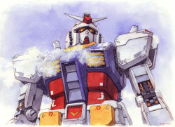 Rule 34 | absurdres, bad id, bad pixiv id, commentary, gundam, hector trunnec, highres, mecha, mobile suit gundam, no humans, painting (medium), robot, rx-78-2, traditional media, watercolor (medium)
