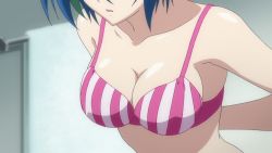 Rule 34 | 10s, 1girl, animated, animated gif, blue hair, bouncing breasts, bra, breasts, green hair, head out of frame, high school dxd, medium breasts, nipples, screencap, short hair, solo, underwear, undressing, upper body, xenovia quarta