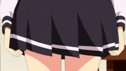 Rule 34 | 10s, 1girl, animated, animated gif, ass, nonaka yuki, panties, panty pull, screencap, shinmai maou no testament, skirt, solo, striped clothes, striped panties, underwear, undressing