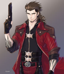 Rule 34 | 1boy, dante (devil may cry), devil may cry (series), devil may cry 4, dysah, final fantasy, final fantasy xv, gladiolus amicitia, gun, highres, image sample, jacket, red jacket, tumblr sample, weapon
