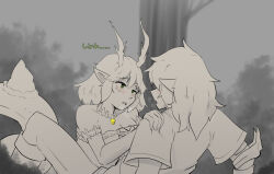Rule 34 | 1boy, 1girl, blonde hair, blush, boots, braid, breasts, crown braid, dragon, dragon tail, earrings, gloves, green eyes, greyscale, hair ornament, hairclip, hisian mix, holding, jewelry, large breasts, link, long hair, looking at viewer, monochrome, multiple girls, nintendo, open mouth, parted bangs, pointy ears, princess zelda, prosthesis, prosthetic arm, shirt, short hair, sidelocks, smile, solo, tail, the legend of zelda, the legend of zelda: tears of the kingdom, tree