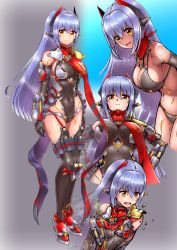Rule 34 | 1girl, android, bikini, breasts, fukadumeasadume, highres, joints, large breasts, leotard, long hair, poppi (xenoblade), poppi qtpi (xenoblade), purple hair, robot ears, robot joints, scarf, solo, swimsuit, xenoblade chronicles (series), xenoblade chronicles 2