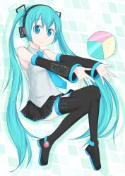 1girl absurdres aqua_eyes aqua_hair black_thighhighs boots hatsune_miku hatsune_negame highres long_hair solo thigh_boots thighhighs twintails very_long_hair vocaloid