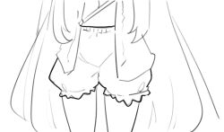 Rule 34 | 1girl, absurdly long hair, amanogawa shiina, bloomers, greyscale, long hair, lower body, lyrinne, monochrome, navel, phase connect, sketch, solo, stomach, thigh gap, underwear, very long hair, virtual youtuber