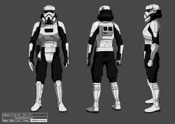 Rule 34 | 1boy, armor, artist name, character name, character sheet, clenched hands, commentary, dated, english commentary, galactic empire, greyscale, helmet, imperial patrol trooper, looking at viewer, monochrome, multiple views, official art, okubo junji, open hand, production art, star wars, star wars: visions, visor