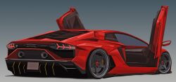 Rule 34 | absurdres, car, commentary, english commentary, from side, grey background, highres, lamborghini, lamborghini aventador, mixed-language commentary, motor vehicle, no humans, original, red car, shadow, silenxe, sports car, vehicle focus