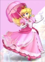 Rule 34 | 1girl, 3d, animated, crown, dress, earrings, full body, gloves, jewelry, looking at viewer, lowres, mario (series), music, nintendo, parasol, pink dress, princess peach, smile, solo, sound, super mario bros. 2, super smash bros., umbrella, video