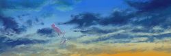 Rule 34 | cloud, creatures (company), facing away, flying, game freak, gen 1 pokemon, kokesa kerokero, legendary pokemon, mew (pokemon), mythical pokemon, nintendo, no humans, outdoors, pokemon, pokemon (creature), sky, solo, sparkle, sunset, twilight