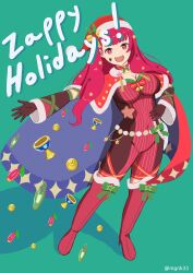 Rule 34 | 1girl, absurdres, bodysuit, breasts, cape, christmas, facial mark, fire emblem, fire emblem engage, fire emblem heroes, green background, hair ornament, hat, highres, holly hair ornament, mgnk33, multicolored cape, multicolored clothes, nintendo, official alternate costume, red bodysuit, red cape, santa hat, solo, star (symbol), star facial mark, star hair ornament, star print, yunaka (fire emblem), yunaka (fire emblem) (spirited envoy)