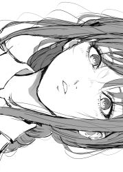 Rule 34 | 1girl, braid, chainsaw man, eyelashes, greyscale, hair between eyes, highres, inoitoh, long hair, looking at viewer, makima (chainsaw man), monochrome, parted lips, portrait, ringed eyes, sidelocks, simple background, single braid, solo, white background