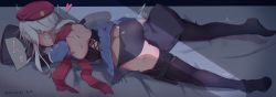 Rule 34 | 1girl, 9a-91 (girls&#039; frontline), absurdres, ass, beret, black panties, black thighhighs, blue dress, body pillow, dress, face in pillow, female masturbation, girls&#039; frontline, hat, heart, highres, hugging object, long hair, lying, masturbation, on stomach, panties, pillow, pillow hug, pillow sex, red hat, side-tie panties, silver hair, solo, thigh strap, thighhighs, underwear, user mdwa3774