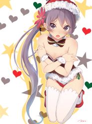 Rule 34 | 10s, 1girl, akebono (kancolle), alternate costume, bell, blush, breasts, collarbone, covering privates, covering breasts, covering chest, detached collar, flat chest, flower, full body, hair bell, hair between eyes, hair flower, hair ornament, hat, heart, heart background, high heels, highres, jingle bell, kantai collection, lips, long hair, looking at viewer, neck ribbon, off shoulder, open mouth, purple eyes, purple hair, red footwear, ribbon, santa hat, shoes, side ponytail, silhouette, sitting, solo, star (symbol), starry background, tebi (tbd11), thighhighs, thighs, very long hair, white thighhighs