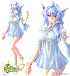 Rule 34 | 1girl, ahoge, anklet, barefoot, bikini, bikini under clothes, blue eyes, blue hair, bracelet, braid, chemise, emil chronicle online, fins, hair over shoulder, head fins, jewelry, lintanghaseo, lots of jewelry, necklace, rorona, see-through, simple background, swimsuit, swimsuit under clothes, zoom layer