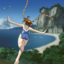 Rule 34 | 00s, 1girl, animated, animated gif, arika yumemiya, ass, barefoot, blue one-piece swimsuit, feet, garderobe swimsuit, lowres, my-otome, one-piece swimsuit, outdoors, outstretched arms, running, school swimsuit, soles, solo, spread arms, swimsuit, toes