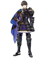 Rule 34 | 1boy, armor, armored boots, asatani tomoyo, berkut (fire emblem), black hair, boots, cape, fire emblem, fire emblem echoes: shadows of valentia, fire emblem heroes, full body, fur trim, gauntlets, grey eyes, hand on own hip, highres, long sleeves, looking at viewer, male focus, nintendo, official art, pants, pauldrons, short hair, shoulder armor, solo, transparent background