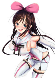 Rule 34 | 1girl, :d, aqua eyes, artist request, bare shoulders, blush, bow, box, breasts, brown hair, collarbone, commentary request, detached sleeves, hair ribbon, hairband, highres, holding, kizuna ai, kizuna ai inc., large breasts, long hair, long sleeves, looking at viewer, multicolored hair, navel, open mouth, pink hair, pink hairband, pink ribbon, polka dot, ribbon, round teeth, sailor collar, shorts, sideboob, simple background, sleeves past wrists, smile, solo, standing, tareme, teeth, thighhighs, two-handed, two-tone hair, virtual youtuber, white background, white sailor collar, white shorts, white thighhighs, yellow bow