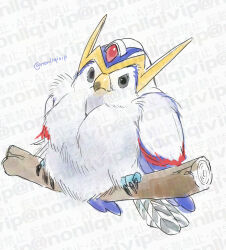 animal_focus artist_name beak bird cosplay falcon_armor_x_(mega_man) feathers full_body mega_man_(series) mega_man_x_(series) talons twitter_username watermark white_feathers x_(mega_man) x_(mega_man)_(cosplay) yamanashi_taiki