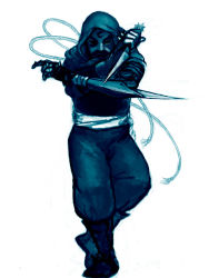 Rule 34 | 00s, 1girl, female focus, fullmetal alchemist, kunai, lan fan, mask, monochrome, ninja, simple background, solo, stance, weapon, white background