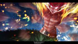 Rule 34 | 1boy, absurdres, alternate form, artist name, aura, blood, burning, chinese text, colored skin, d-han, english text, fiery hair, fire, highres, might guy, motion blur, naruto, naruto (series), naruto shippuuden, open mouth, short hair, signature, solo, toned, toned male, topless male, watermark, web address, white eyes