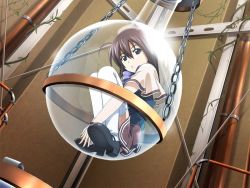 Rule 34 | 1girl, amamiya natsume, brown hair, edelweiss, game cg, shoes, thighhighs, white thighhighs