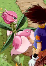 Rule 34 | 1boy, 1girl, castagno, digimon, highres, imminent penetration, lilimon, monster girl, plant girl, yagami taichi