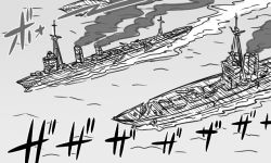 Rule 34 | 10s, abyssal ship, battleship, comic, greyscale, kantai collection, military, military vehicle, monochrome, no humans, ocean, ship, tonda, warship, watercraft