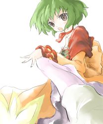 Rule 34 | 00s, 1girl, bad id, bad pixiv id, dress, farah oersted, green hair, maromi (am97), orange dress, solo, tales of (series), tales of eternia, white background, yellow eyes