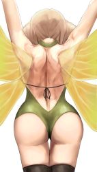 Rule 34 | 1girl, artist request, ass, bare shoulders, blonde hair, butterfly wings, fairy, fire emblem, fire emblem heroes, from behind, highres, huge ass, insect wings, leotard, long hair, nintendo, peony (fire emblem), shiny clothes, shiny skin, solo, thighhighs, thong leotard, twintails, wings