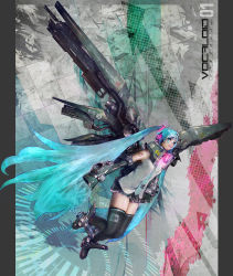 Rule 34 | 00s, 1girl, android, bad id, bad pixiv id, blue eyes, blue hair, collar, detached sleeves, hatsune miku, highres, long hair, matching hair/eyes, mecha, mechanical wings, necktie, noboundary, robot, saishuu heiki kanojo, skirt, solo, star (symbol), thighhighs, twintails, very long hair, vocaloid, wings