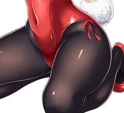 Rule 34 | 10s, 1girl, alternate costume, black pantyhose, close-up, covered navel, jpeg artifacts, kantai collection, kase daiki, leotard, lowres, mutsu (kancolle), out of frame, pantyhose, playboy bunny, rabbit tail, simple background, solo, tail, white background