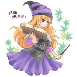 Rule 34 | 1girl, blonde hair, blue eyes, book, grimgrimoire, hat, lilet blan, lillet blan, long hair, nippon ichi, solo, wand, witch, witch hat, wizard hat